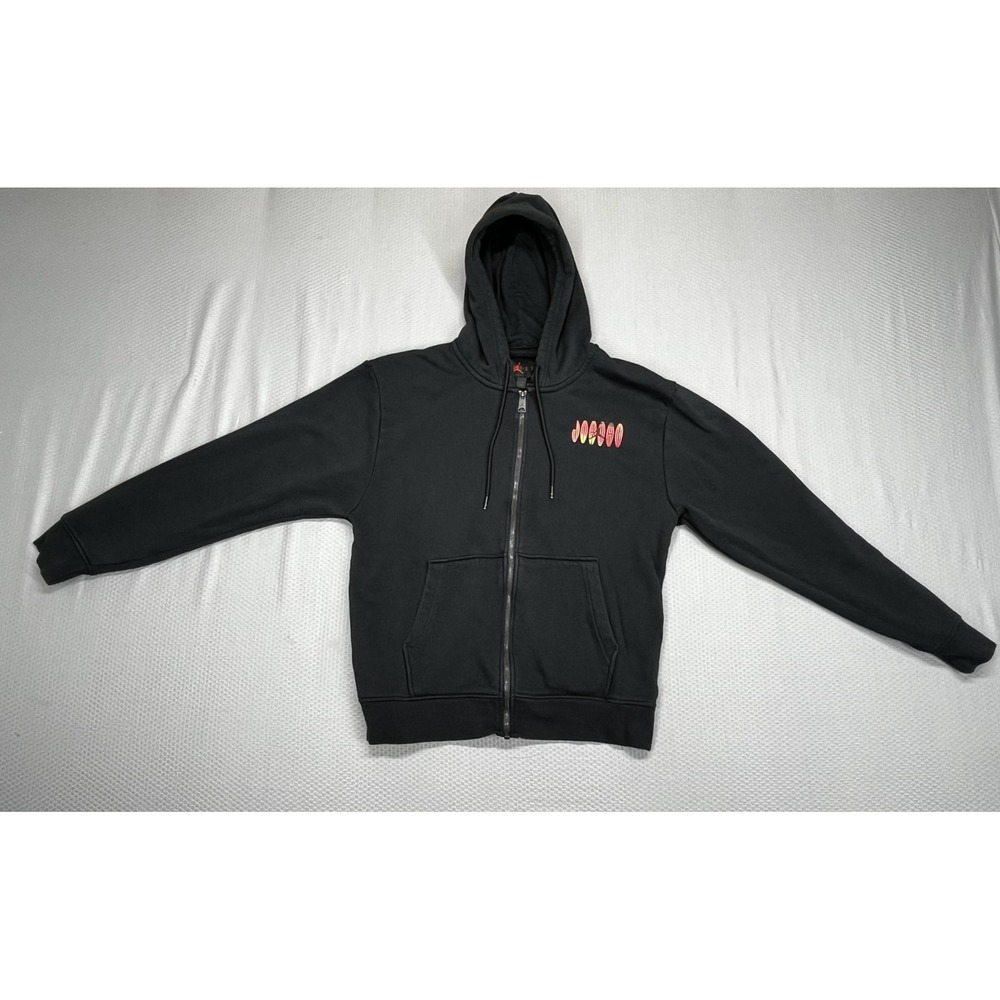 Nike Jordan Flight MVP Full Zip Hoodie Small S Black Orange Graphic Sweatshirt
